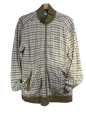 Wesc Olive & brown Checked Zip-Front  Jacket Size L